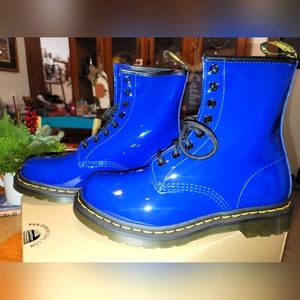 NEW Dr. Martens 1460 Blue Patent Leather Classic Boot